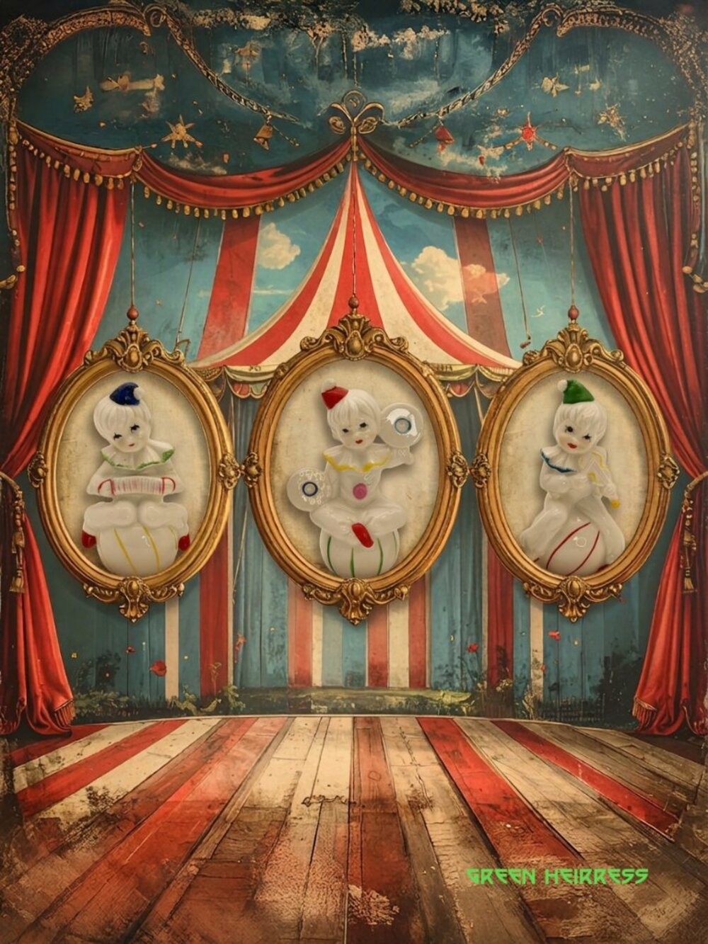 🎪 Three whimsical porcelain clown figurines ready to steal the show! 🎪